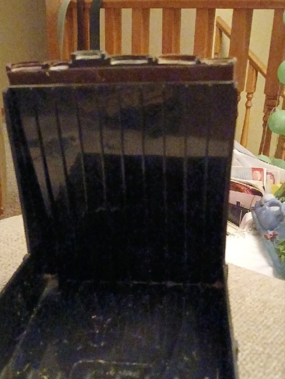 Set of Six Vintage Leather-Bound Books in Tan, Black & Red Disc Box